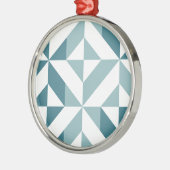 ティール（緑がかった色）グリーン2トーンジオメトリジグザグ メタルオーナメント (左)