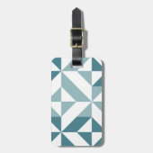 ティール（緑がかった色）グリーン2トーンジオメトリジグザグ ラゲッジタグ (正面縦)