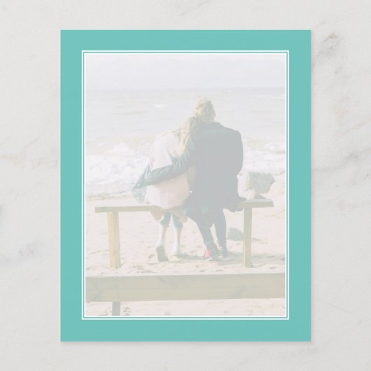 ティール(緑がかった色)グリーン2フォトバジェット結婚式招待状 (裏面)