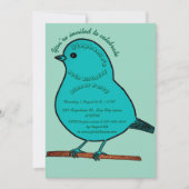 ティール(緑がかった色)&グリーン60誕生日かわいい鳥ディナーパーティー 招待状 (正面)