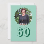 ティール(緑がかった色)&グリーン60誕生日かわいい鳥ディナーパーティー 招待状 (裏面)