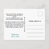 ティール(緑がかった色)グリーン(ばちゃばちゃ)跳ねる、新しいサイトから感謝す結婚る 案内ポストカード (裏面)