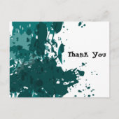 ティール（緑がかった色）グリーン（ばちゃばちゃ）跳ねる、新しいサイトから感謝す結婚る 案内ポストカード (正面)