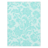 ティール（緑がかった色）グリーン，ブルーヴィンテージダマスクプリントテーブルクロス テーブルクロス (正面)