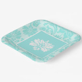 ティール（緑がかった色）グリーン、ブルーヴィンテージダマスクプリント紙プレート ペーパープレート (傾斜あり)