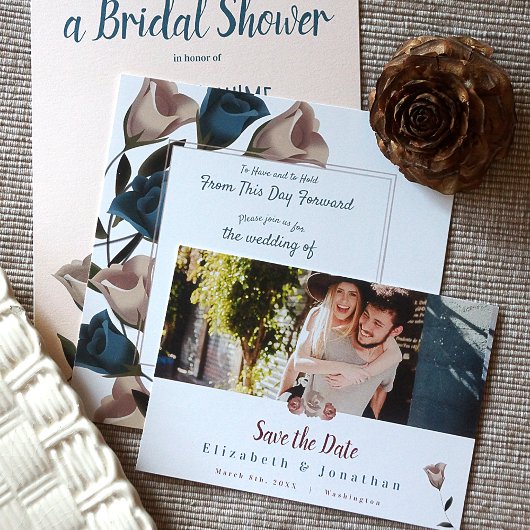 ティール（緑がかった色）グリーン、ベージュバラウェディング日付カードを保存 アドバイスカード