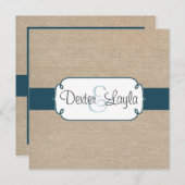 ティール（緑がかった色）グリーン&ベージュバーラップ結婚式招待状 招待状 (正面/裏面)