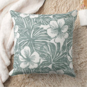 ティール（緑がかった色）グリーン&ホワイトトロピカル装飾用クッション クッション (ブランケット)
