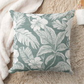 ティール（緑がかった色）グリーン&ホワイト沿岸フローラ装飾用クッション クッション (ブランケット)