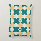 ティール（緑がかった色）グリーン、蝶のような形と黄色のダイヤモンド アクセントクッション (裏面(縦))