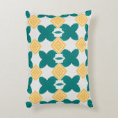 ティール（緑がかった色）グリーン、蝶のような形と黄色のダイヤモンド アクセントクッション (正面(垂直))