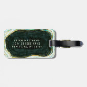 ティール（緑がかった色）グリーン&金ゴールドアガテマーブルグルームトラベル ラゲッジタグ (裏面横)