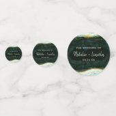 ティール（緑がかった色）グリーン&金ゴールドアガテマーブルズモノグラム コンフェッティ (正面)