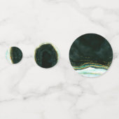 ティール（緑がかった色）グリーン&金ゴールドアガテマーブルズモノグラム コンフェッティ (裏面)