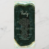 ティール(緑がかった色)グリーン&金ゴールドアガテマーブルズ結婚セレモニー プログラム (裏面)