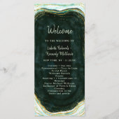 ティール（緑がかった色）グリーン&金ゴールドアガテマーブルズ結婚セレモニー プログラム (正面)