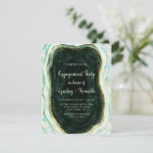 ティール(緑がかった色)グリーン&金ゴールドアガテマーブル婚約パーティ 招待状 (スタンド正面)