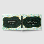 ティール（緑がかった色）グリーン&金ゴールドアゲートマーブルゲーデ結婚ーズ ゲストブック (全面)