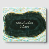 ティール（緑がかった色）グリーン&金ゴールドアゲートマーブルゲーデ結婚ーズ ゲストブック (裏面)