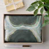 ティール（緑がかった色）グリーン&金ゴールドアゲートマーブルジオードロック結婚ズ 薄葉紙 (ギフト)