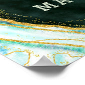 ティール（緑がかった色）グリーン&金ゴールドジョードラブズスウィート結婚のサイン ポスター (角)