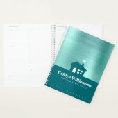 ティール（緑がかった色）グリー実在ンエステートブローカープロフェッショナルハウス プランナー手帳 (ディスプレー)