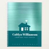 ティール（緑がかった色）グリー実在ンエステートブローカープロフェッショナルハウス プランナー手帳 (正面)