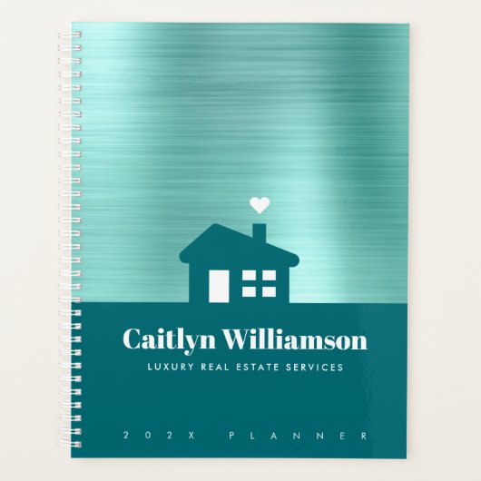 ティール（緑がかった色）グリー実在ンエステートブローカープロフェッショナルハウス プランナー手帳 (正面)