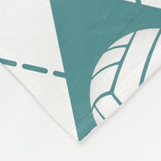 ティール(緑がかった色)グレアーガイルー型バレーボールモノグラムの フリースブランケット (角)