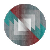 ティール（緑がかった色）グレイの三角形 カッティングボード (正面)