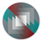 ティール（緑がかった色）グレイの三角形 セラミックノブ (正面)