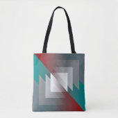 ティール（緑がかった色）グレイの三角形 トートバッグ (正面)