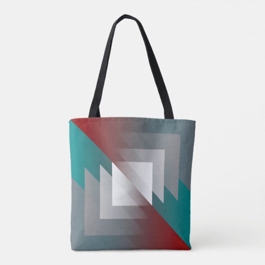 ティール（緑がかった色）グレイの三角形 トートバッグ (裏面)