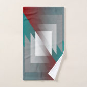 ティール(緑がかった色)グレイの三角形 バスタオルセット (ハンドタオル)