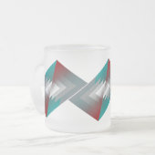ティール(緑がかった色)グレイの三角形 フロストグラスマグカップ (正面左)