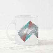 ティール(緑がかった色)グレイの三角形 フロストグラスマグカップ (左)