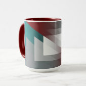 ティール(緑がかった色)グレイの三角形 マグカップ (正面左)