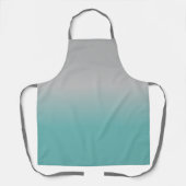 ティール(緑がかった色)グレイグラデーションシンプル エプロン (正面)