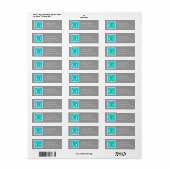 ティール（緑がかった色）グレイシンプルモノグモダンラム ラベル (フルシート)