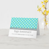 ティール(緑がかった色)グレイ円の従業員記念日カード カード (黄色い花)