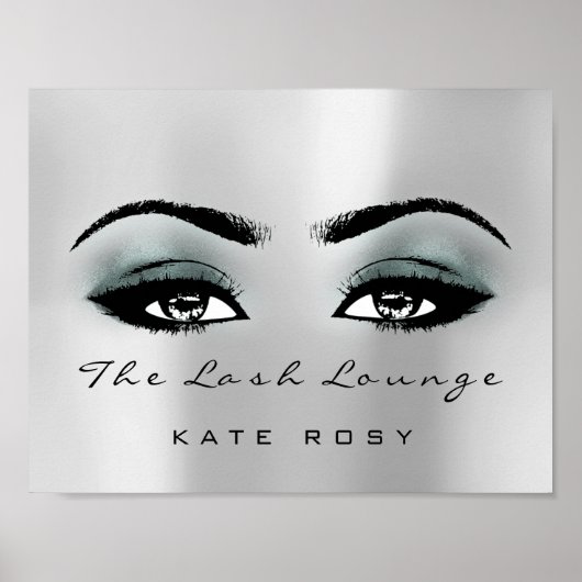 ティール（緑がかった色）グレイ名メイクアップアーティスト美しいスタジオラッシュズ ポスター (正面)