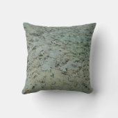 ティール(緑がかった色)グレイ地衣類抽象芸術枕 クッション (裏面)
