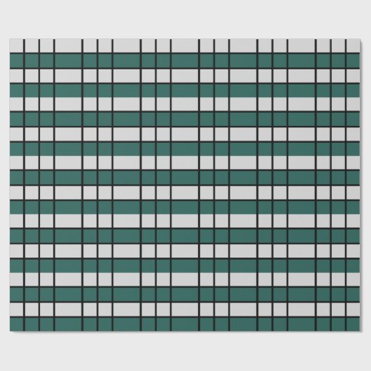 ティール(緑がかった色)グレイ市松模様にク ラッピングペーパー (フラット)