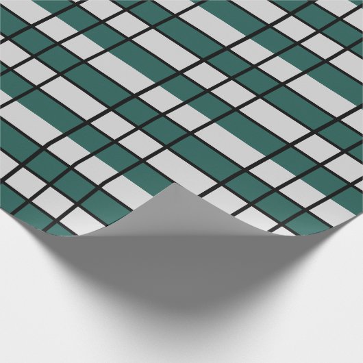 ティール(緑がかった色)グレイ市松模様にク ラッピングペーパー (角)