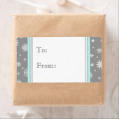 ティール（緑がかった色）グレイ雪クリスマスギフトラベルラベル ラベル (インサイチュ)