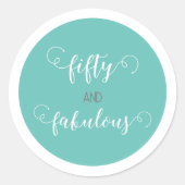 ティール（緑がかった色）グレイ50と素晴らしい誕生日 ラウンドシール (正面)