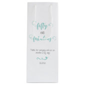 ティール(緑がかった色)グレイ50と素晴らしい誕生日 ワインギフトバッグ (正面)