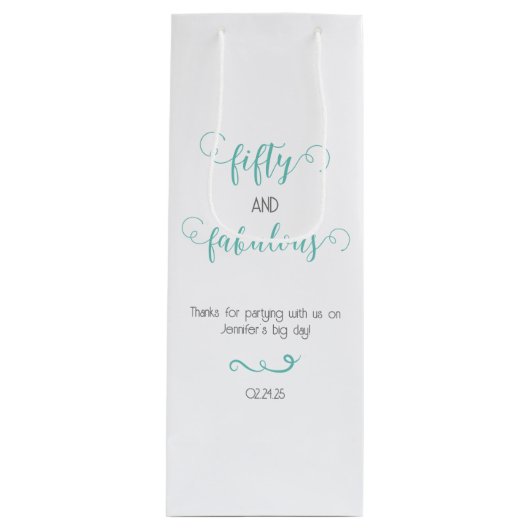 ティール(緑がかった色)グレイ50と素晴らしい誕生日 ワインギフトバッグ (正面)