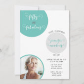 ティール（緑がかった色）グレイ50と素晴らしい誕生日 招待状 (正面)