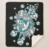 ティール(緑がかった色)グレガーリーーバレーボーパーソナライズされたウト シェルパブランケット (正面)